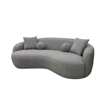 Luxury Grey Boucle 3-Seater Curved Sofa - La Concha Wave Design for Elegant Home Decoration - UK Luxury Furniture
